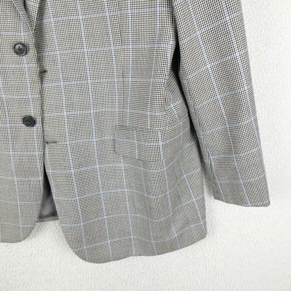 Brooks Brothers Blazer Mens 43R Black White Houndstooth Check Wool Silk - Picture 3 of 16